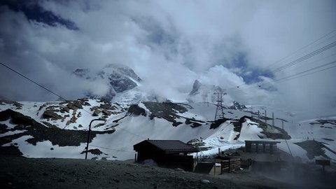 Time Lapse of Mountain in Zermatt Switzerland Iconic Landscape with Cable Car