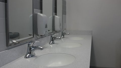 3 sinks in public bathroom