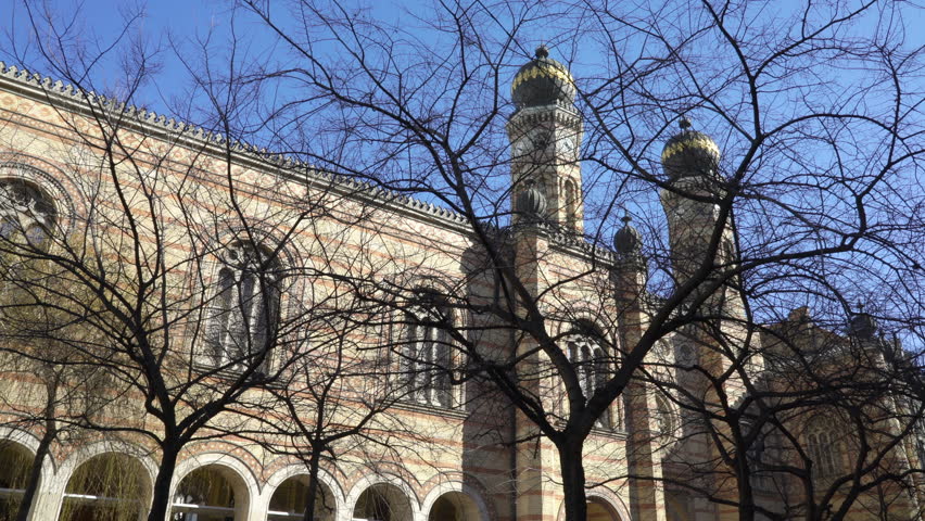BUDAPEST, HUNGARY - FEB 23, 2019: The Dohany Street Synagogue (Tabakgasse Synagogue) is the largest synagogue in Europe.