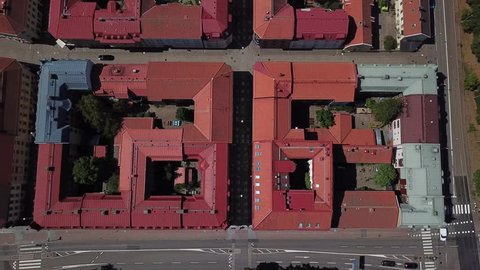 4k aerial drone footage - Beautiful red roofs of Gothenburg, Sweden