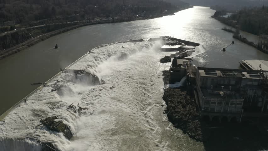 Willamette Falls located in Oregon City Oregon on the Willamette River