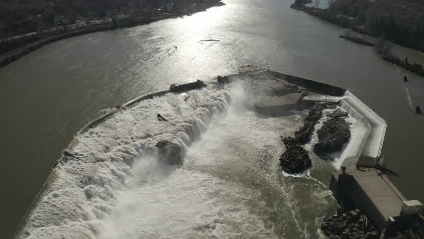 Willamette Falls located in Oregon City Oregon on the Willamette River