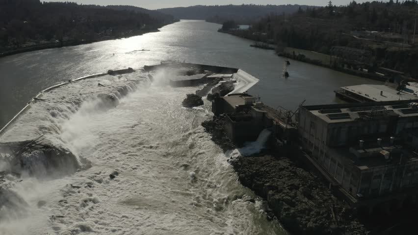 Willamette Falls located in Oregon City Oregon on the Willamette River