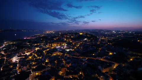 Aerial Portugal Lisbon June 2018 Night 15mm Wide Angle 4K.
Aerial video of downtown Lisbon in Portugal at night with a wide angle lens.