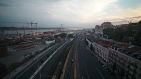 Aerial Portugal Lisbon June 2018 Sunset 15mm Wide Angle 4K.
Aerial video of downtown Lisbon in Portugal at sunset with a wide angle lens.