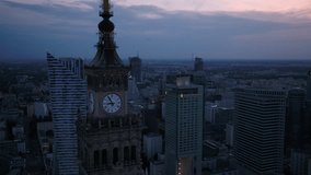 Aerial Poland Warsaw June 2018 Sunset 30mm 4K.
Aerial video of downtown Warsaw in Poland at sunset.