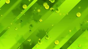 Bright green geometric summer motion background with leaves and bubbles. Seamless looping. Video animation Ultra HD 4K 3840x2160