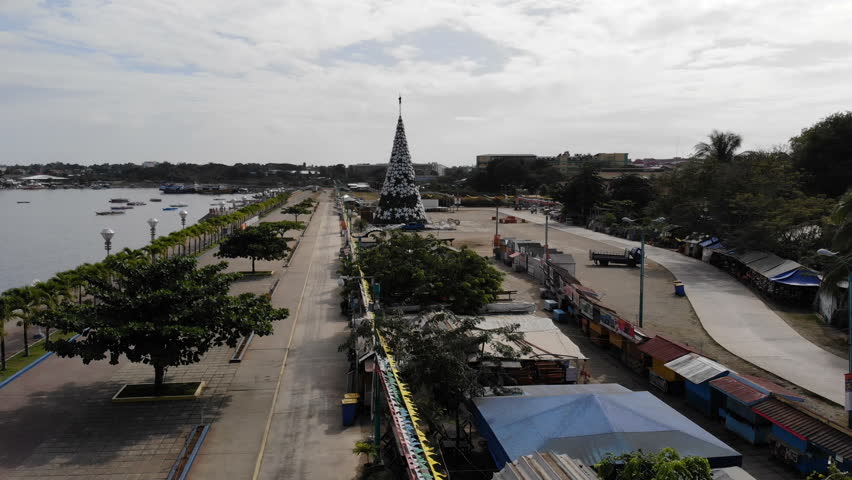 Fly over baywalk boulevard Puerto Princesa, Philippines