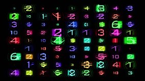 collection of numbers made from led clock digits made into a counting sequence with overlayed glitch and distortion