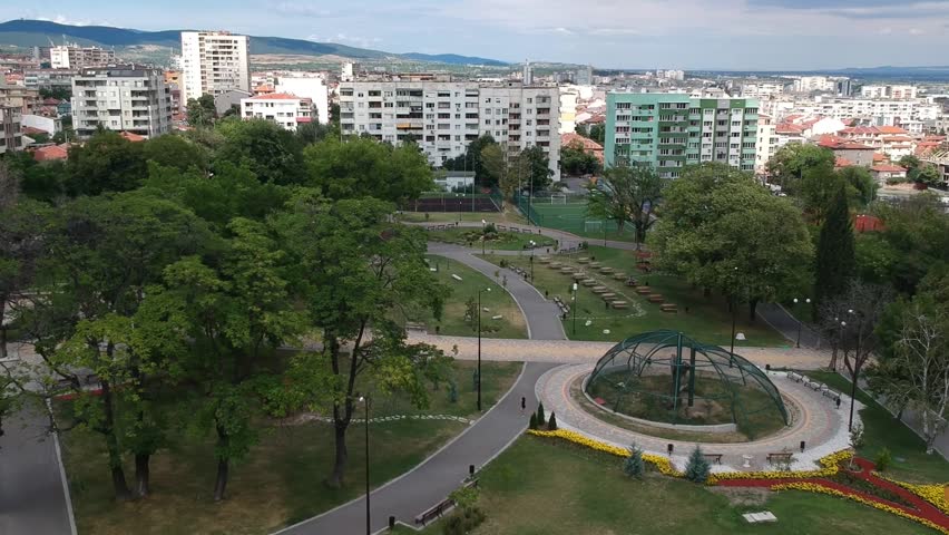 Stara Zagora, Bulgaria. Aerial Drone shot 