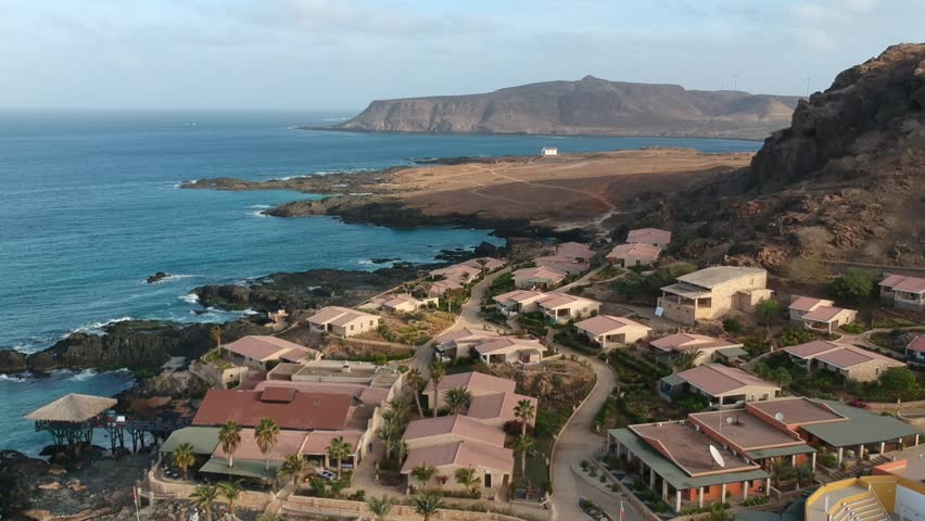 Cabo Verde island Boa Vista Africa Sal Rei paradise village ocean mountains drone