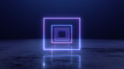 VJ abstract Neon square tunnel