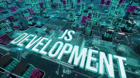 JS development with digital technology concept