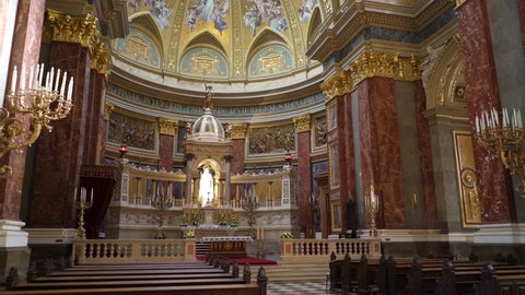 BUDAPEST, HUNGARY - OCTOBER 3, 2015: Interior of St. Stephen's Basilica (Szent Istvan Bazilika). Catholic Cathedral and one of the main attractions in Budapest