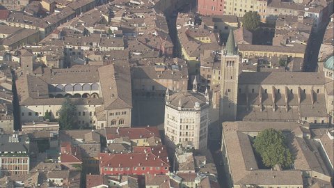 AERIAL Italy-Parma Cathedral And The Gothic Belfry 2007: Parma cathedral and baptistry