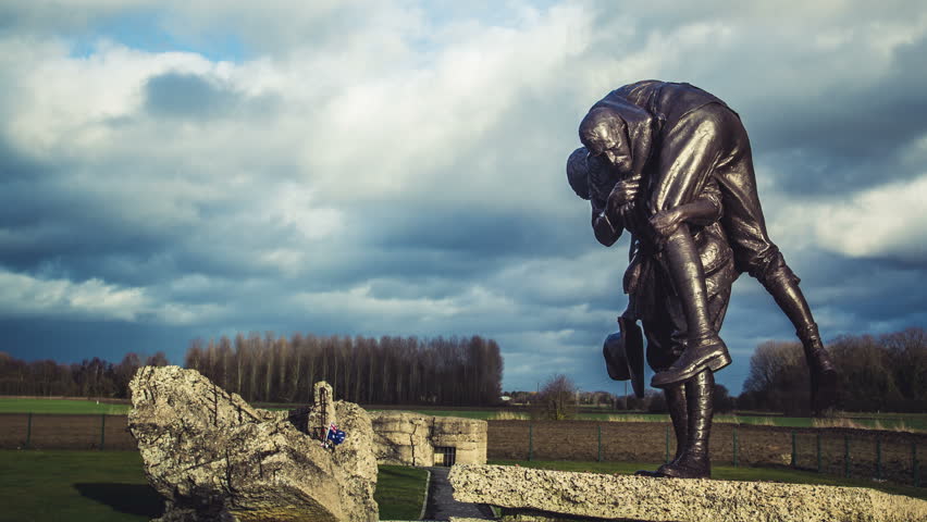 Timelapse symbol of Australia armed forces engaged on westren front during world war one : Fromelles, France, australian memorial