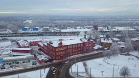 Top view of architecture, railway and natural landscape of Vladimir Russia