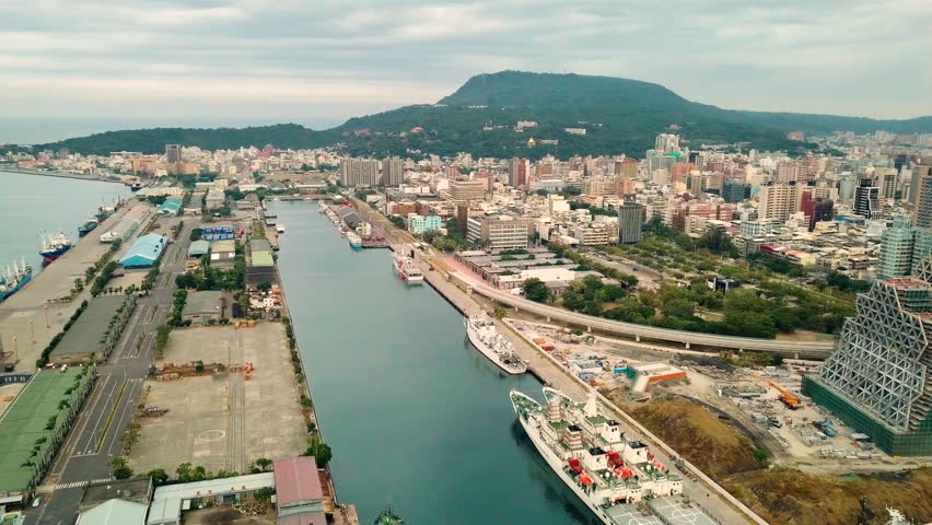 Aerial view of Love River, Kaohsiung, Taiwan