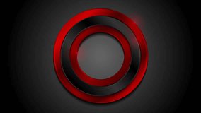 Red and black glossy circles abstract geometric motion design. Seamless loop. Video animation Ultra HD 4K 3840x2160