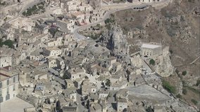 AERIAL Italy-Historic Cave House 2007: Matera old town rock houses I sassi