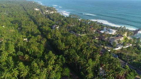 Aerial. Beach view in Unawatuna, Sri Lanka.