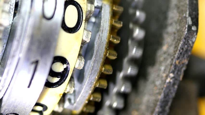 Gears In Motion Turn Mechanical Analog Counter Digits