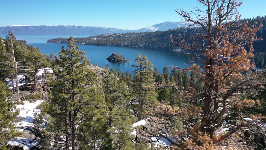 Aerial 4K Emerald Bay, Lake Tahoe, California USA Panorama