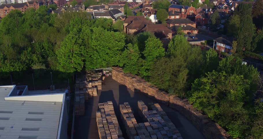 Rising aerial shot with seagulls which reveals the historic town of Tonbridge, Kent, UK