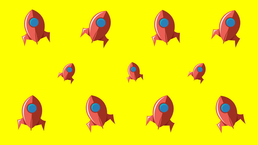Animated background with space rockets