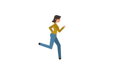 Stick Figure Pictogram Girl Running Character Flat Animation