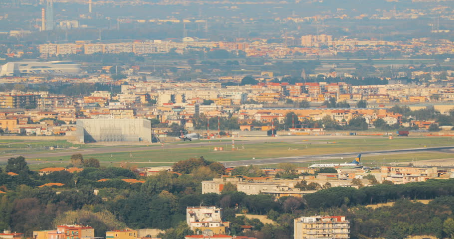 Naples, Italy. Aircraft Plane Is Landing At Naples International Airport
