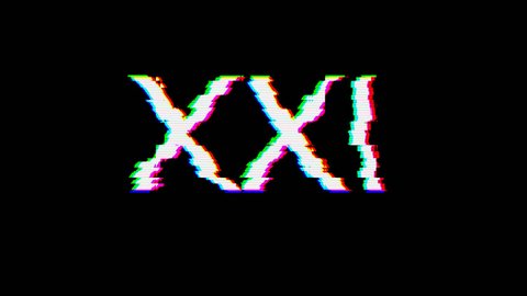From the Glitch effect arises Roman numerals XXI. Then the TV turns off. Alpha channel Premultiplied - Matted with color black
