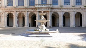 Glitch effect. Facade and fountain. Palazzo Barberini, Rome, Italy