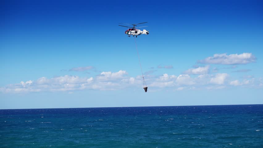 Sea coastguard helicopter against sky, Crete, Greece