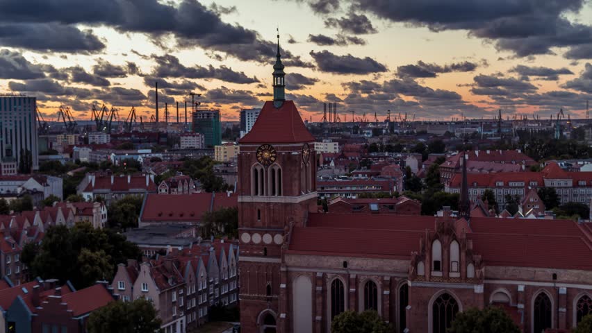Aerial View of Gdansk, Old Town, Stare Miasto, Stara Motlawa, Strefa Historyczna, Wolne Miasto, Poland, Polska