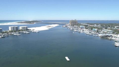 Aerial View of Destin Harbor and East Pass 