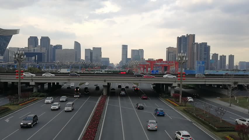 Main road in downtown Chengdu. Chengdu is the fastest growing city in South West China. Supported by Xi Jinping, Chengdu will build the silicon valley of China at Tianfu New District.