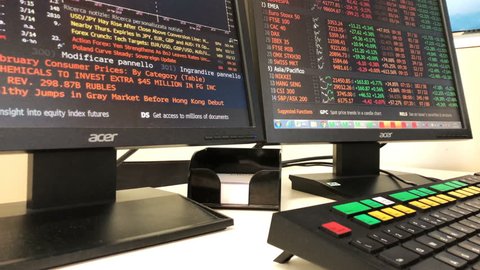 Milan,Italy - 03 15 2019:a man is working on Bloomberg Terminal