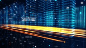 A digital smart city with information and data. buildings filled with high-tech dots.There is a information super highway .You can use these  video clip in any project that has to do with business. - Powered by Shutterstock - Get 15% off with code: PIKWIZARD15