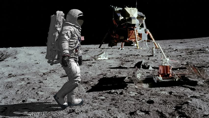 Astronaut walking on the moon. Royalty-Free Stock Footage #1025816600
