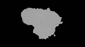 Lithuania rotating 3D country map animation. Glossy surface with reflections.