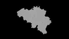 Belgium rotating 3D country map animation. Glossy surface with reflections.