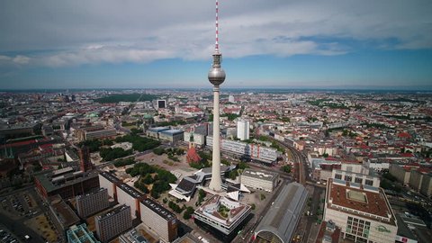 Aerial Germany Berlin June 2018 Sunny Day 
Aerial video of downtown Berlin in Germany on a sunny day with a wide angle lens.