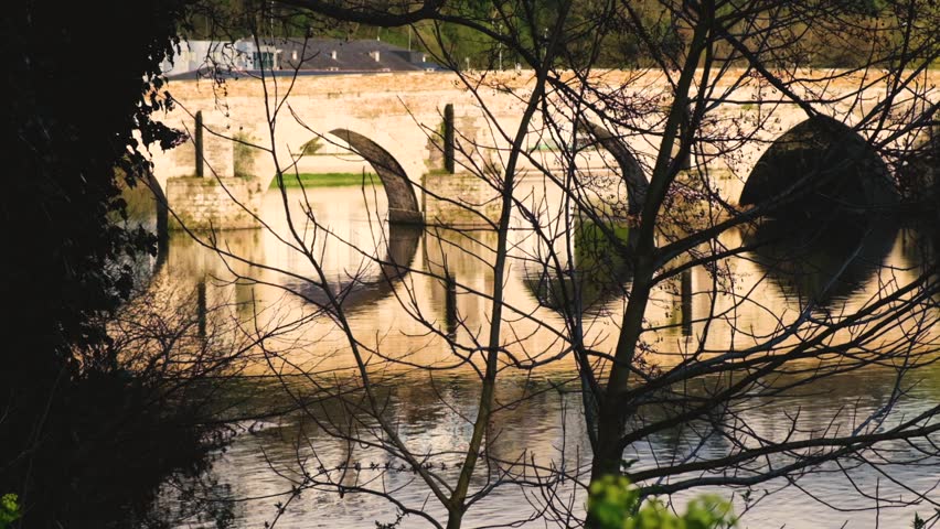 Roma bridge in Lugo, Galicia. View at sunset.
