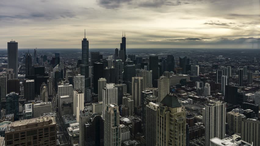 4K Aerial Time Lapse of the Chicago Skyline on a Cloudy Day (motion) | Shutterstock HD Video #1025827958