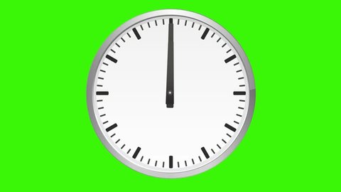 Animated analog clock, time lapse, on green screen