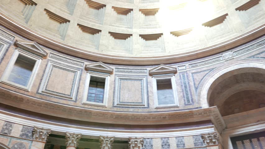 Glitch effect. Pantheon, the interior. Rome, Italy