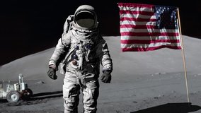 Astronaut saluting the American flag.. Some Elements of this video furnished by NASA.