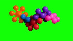 Molecule model isolated on green screen. Video with alpha channel. Looped rotation.