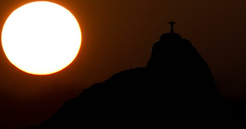 Sugarloaf Mountain Rio de Janeiro Brasil Silhouette at Sunset Timelapse